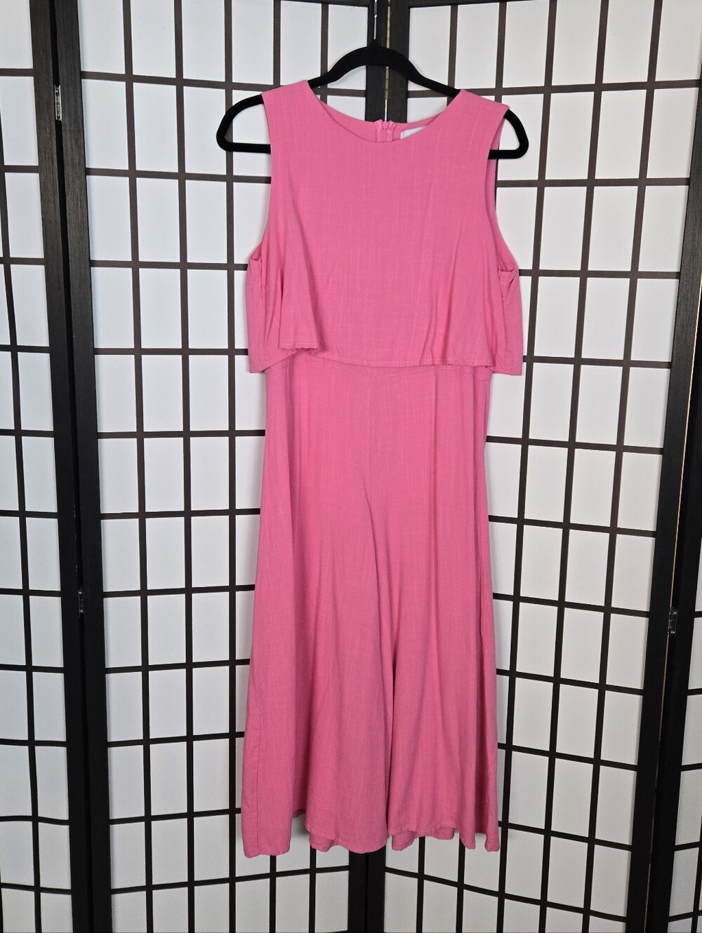 MVN The Label Pink Layered Linen Blend Chiffon Jumpsuit